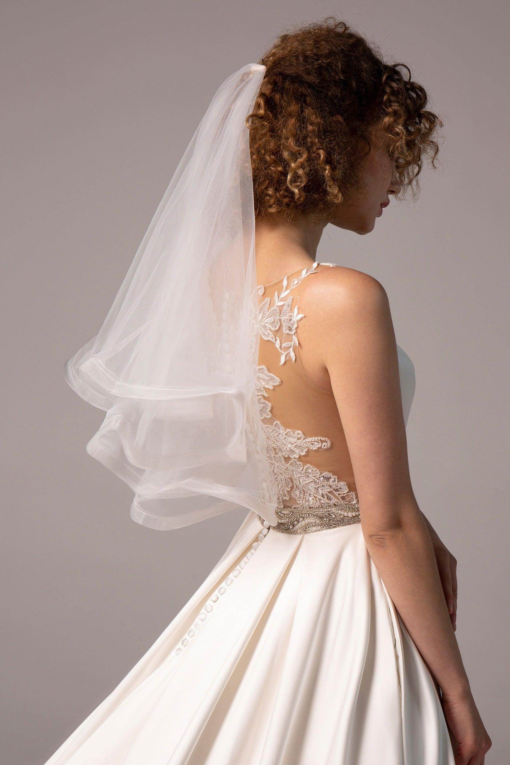 Two-tier Cut Edge Tulle Waist Veils CV0243 - COCOMELODY